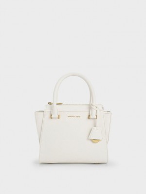 Charles And Keith Trapeze Tote Bags White | PHILIPPINES F157