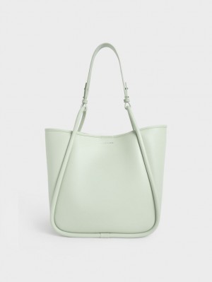 Charles And Keith Tubular Slouchy Tote Bags Mint | PHILIPPINES N289