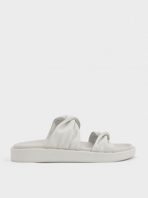 Charles And Keith Twist Strap Padded Slide Sandals White | PHILIPPINES A213