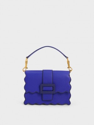 Charles And Keith Waverly Scallop-Trim Tote Bags Blue | PHILIPPINES J362