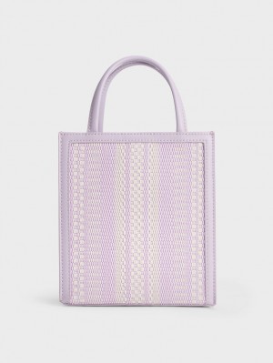 Charles And Keith Woven Double Handle Tote Bags Purple | PHILIPPINES K709