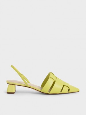 Charles And Keith Woven Slingback Pumps Light Green | PHILIPPINES I049