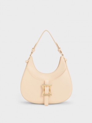 Charles And Keith Xanthe Hobo Bag Beige | PHILIPPINES M982