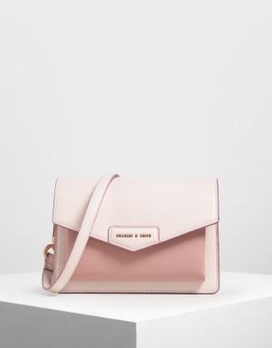 Charles And Keith Zaina Envelope Crossbody Bags Light Pink | PHILIPPINES X812