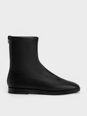 Charles And Keith Zip-Up Ankle Boots Black | PHILIPPINES E846