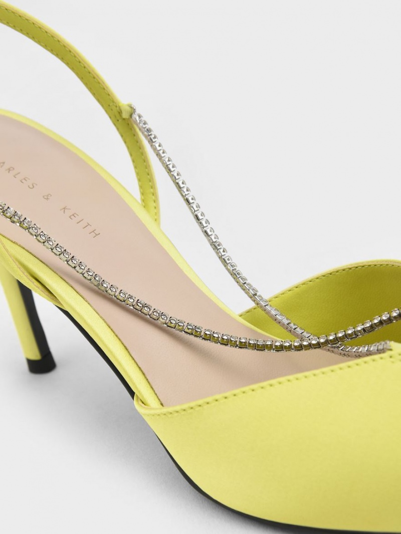 Charles And Keith Adel Recycled Polyester Gem-Strap Slingback Pumps Light Green | PHILIPPINES I182