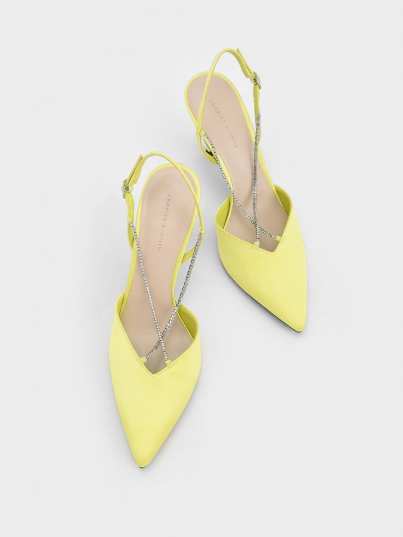 Charles And Keith Adel Recycled Polyester Gem-Strap Slingback Pumps Light Green | PHILIPPINES I182