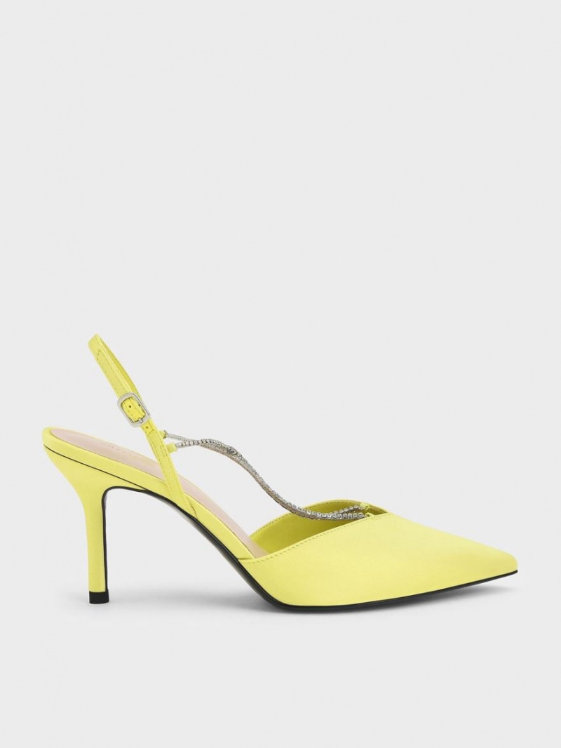 Charles And Keith Adel Recycled Polyester Gem-Strap Slingback Pumps Light Green | PHILIPPINES I182