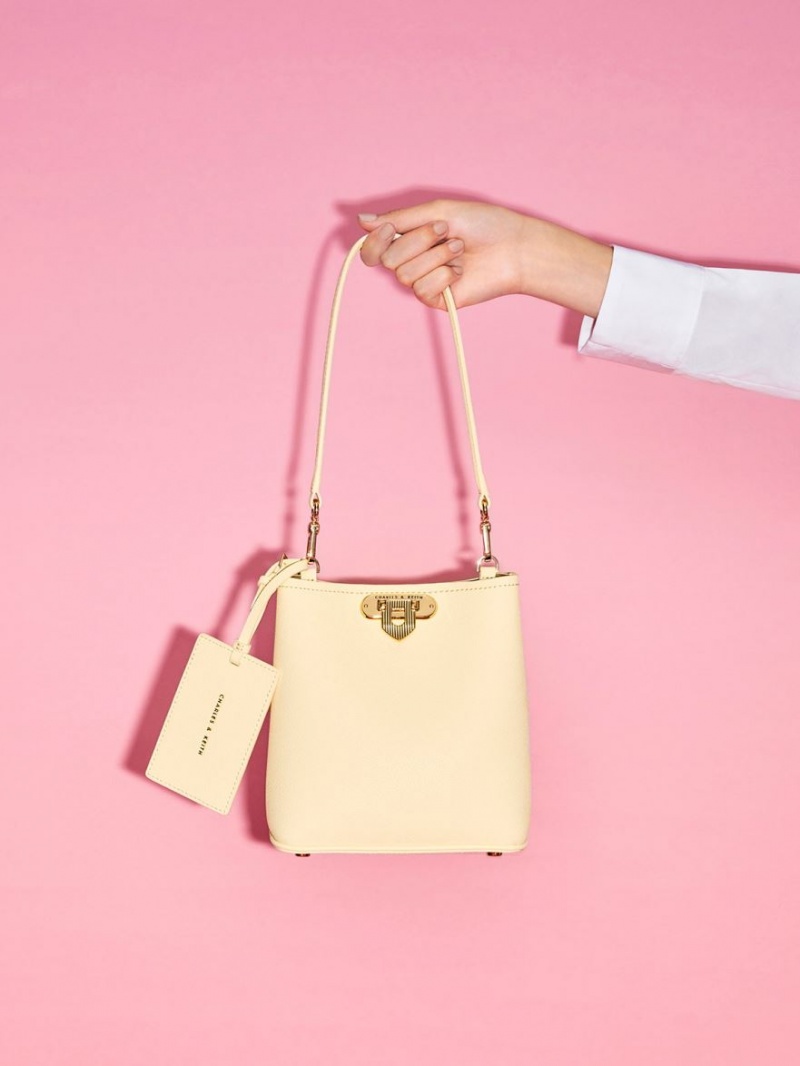 Charles And Keith Alcott Bucket Bags Beige | PHILIPPINES O805