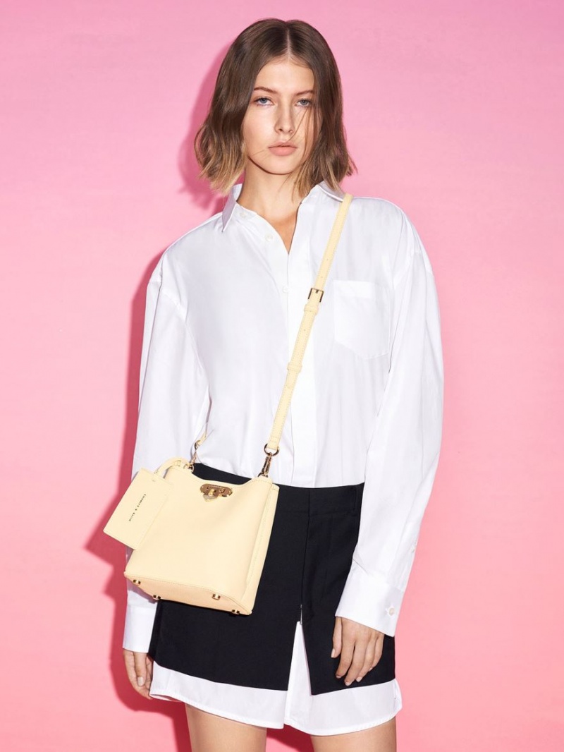 Charles And Keith Alcott Bucket Bags Beige | PHILIPPINES O805