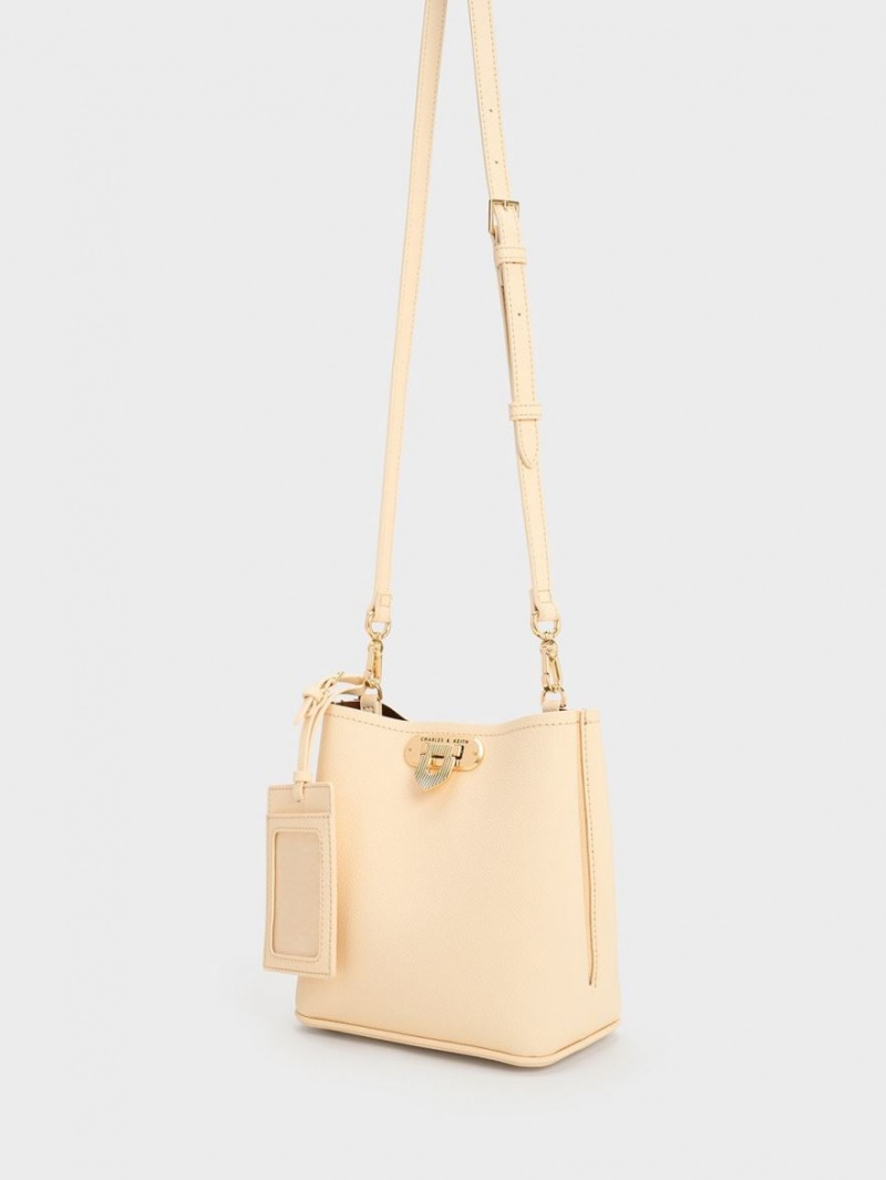 Charles And Keith Alcott Bucket Bags Beige | PHILIPPINES O805