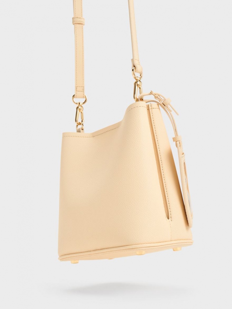 Charles And Keith Alcott Bucket Bags Beige | PHILIPPINES O805