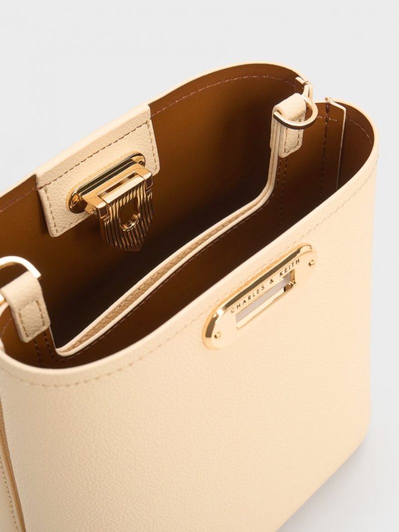 Charles And Keith Alcott Bucket Bags Beige | PHILIPPINES O805