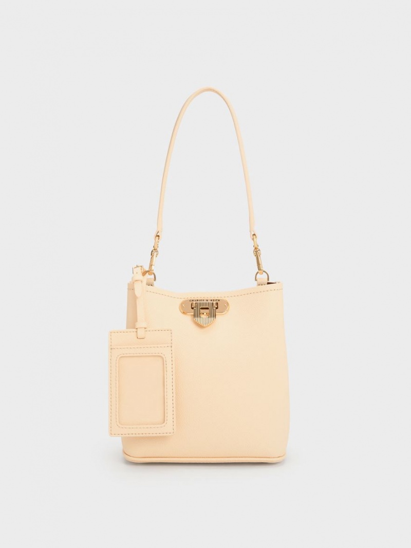 Charles And Keith Alcott Bucket Bags Beige | PHILIPPINES O805