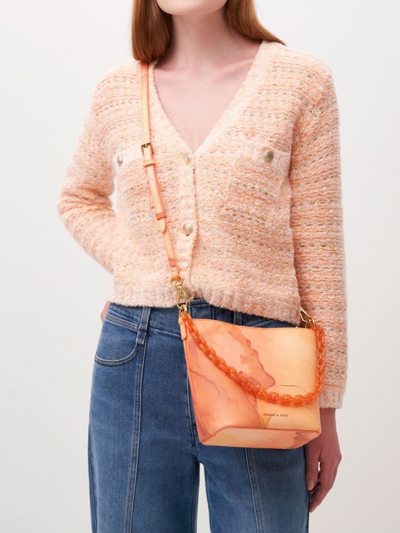 Charles And Keith Alcott Scarf Bucket Bags Coral | PHILIPPINES S819