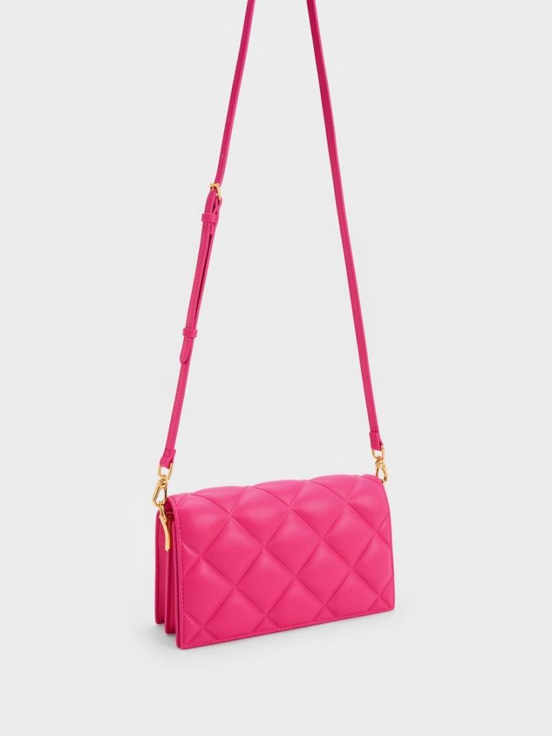 Charles And Keith Alcott Scarf Handle Quilted Clutch Bag Pink | PHILIPPINES I094