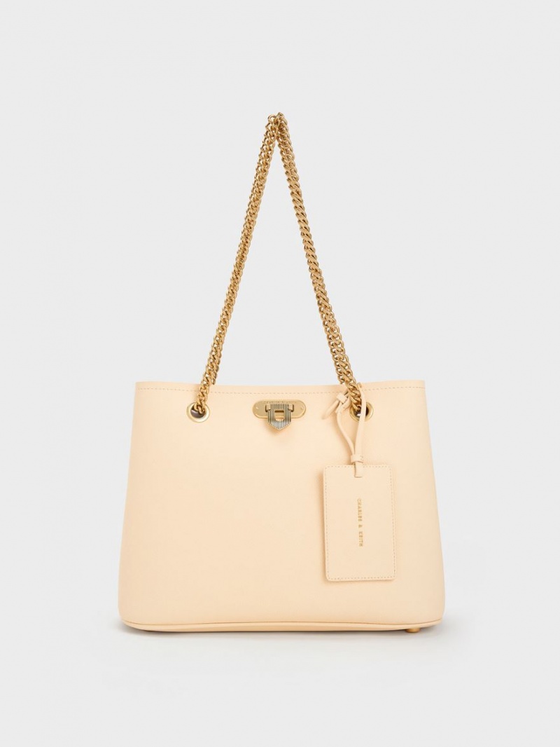 Charles And Keith Alcott Tote Bags Beige | PHILIPPINES R873