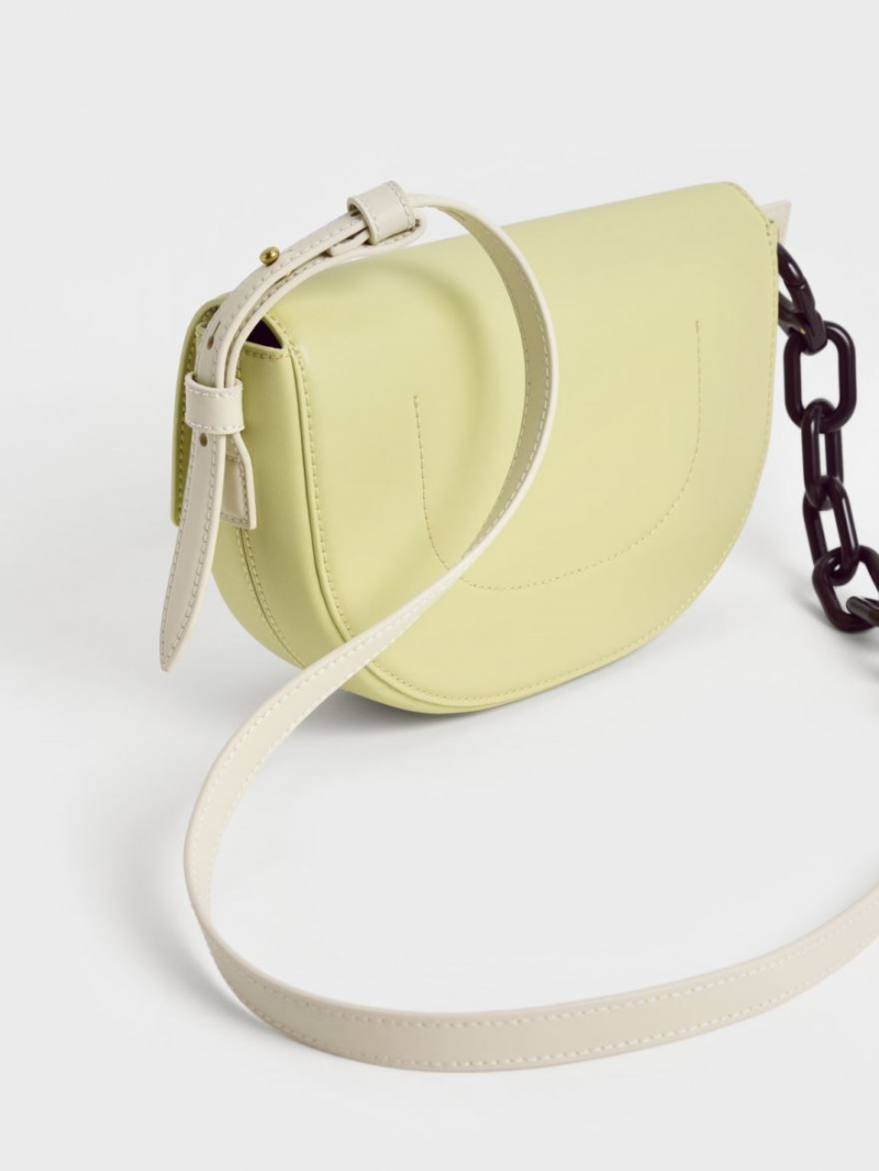 Charles And Keith Alden Half-Moon Shoulder Bags Light Green | PHILIPPINES Y157