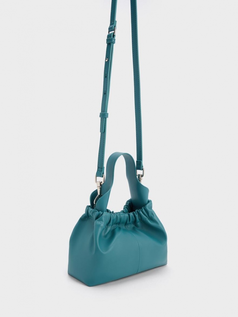 Charles And Keith Ally Ruched Slouchy Tote Bags Turquoise | PHILIPPINES D374