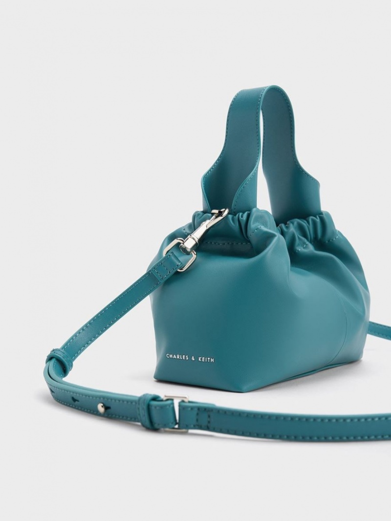 Charles And Keith Ally Ruched Slouchy Tote Bags Turquoise | PHILIPPINES D374