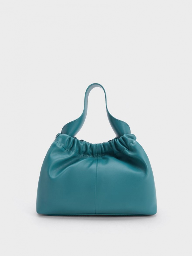 Charles And Keith Ally Ruched Slouchy Tote Bags Turquoise | PHILIPPINES D374