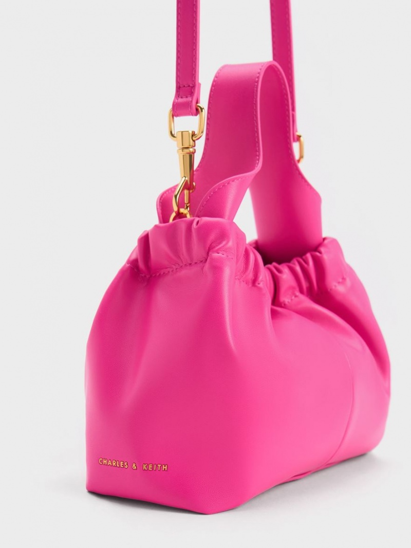 Charles And Keith Ally Ruched Slouchy Tote Bags Fuchsia | PHILIPPINES K841