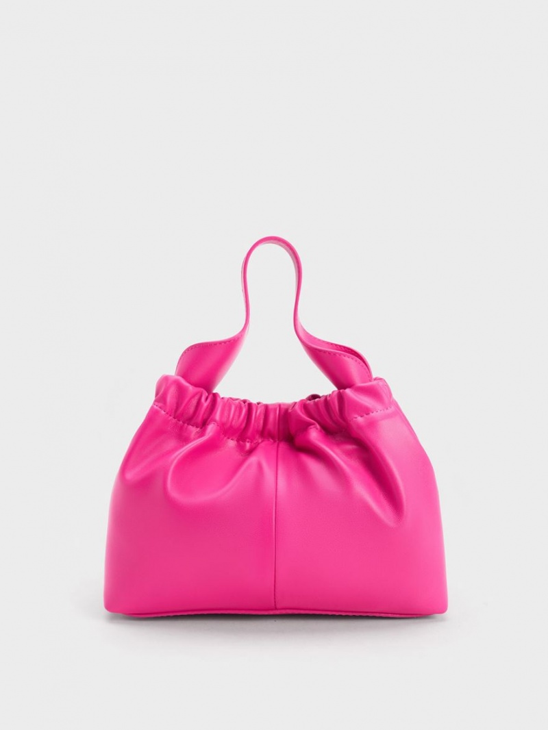 Charles And Keith Ally Ruched Slouchy Tote Bags Fuchsia | PHILIPPINES K841