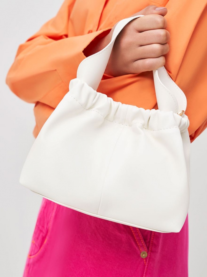 Charles And Keith Ally Ruched Slouchy Tote Bags White | PHILIPPINES L630