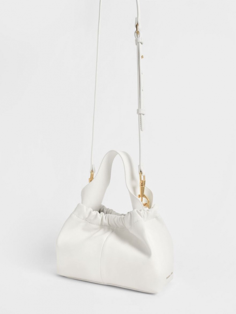 Charles And Keith Ally Ruched Slouchy Tote Bags White | PHILIPPINES L630