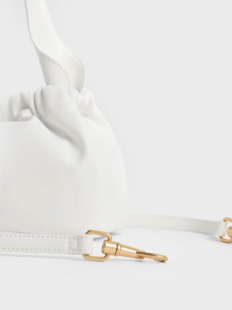 Charles And Keith Ally Ruched Slouchy Tote Bags White | PHILIPPINES L630