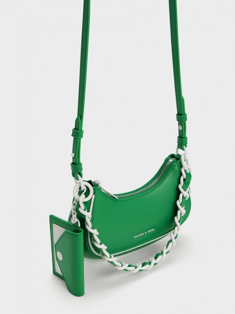 Charles And Keith Alouette Curved Shoulder Bags Green | PHILIPPINES B742