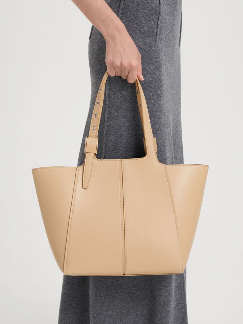 Charles And Keith Altea Tote Bags Beige | PHILIPPINES R103