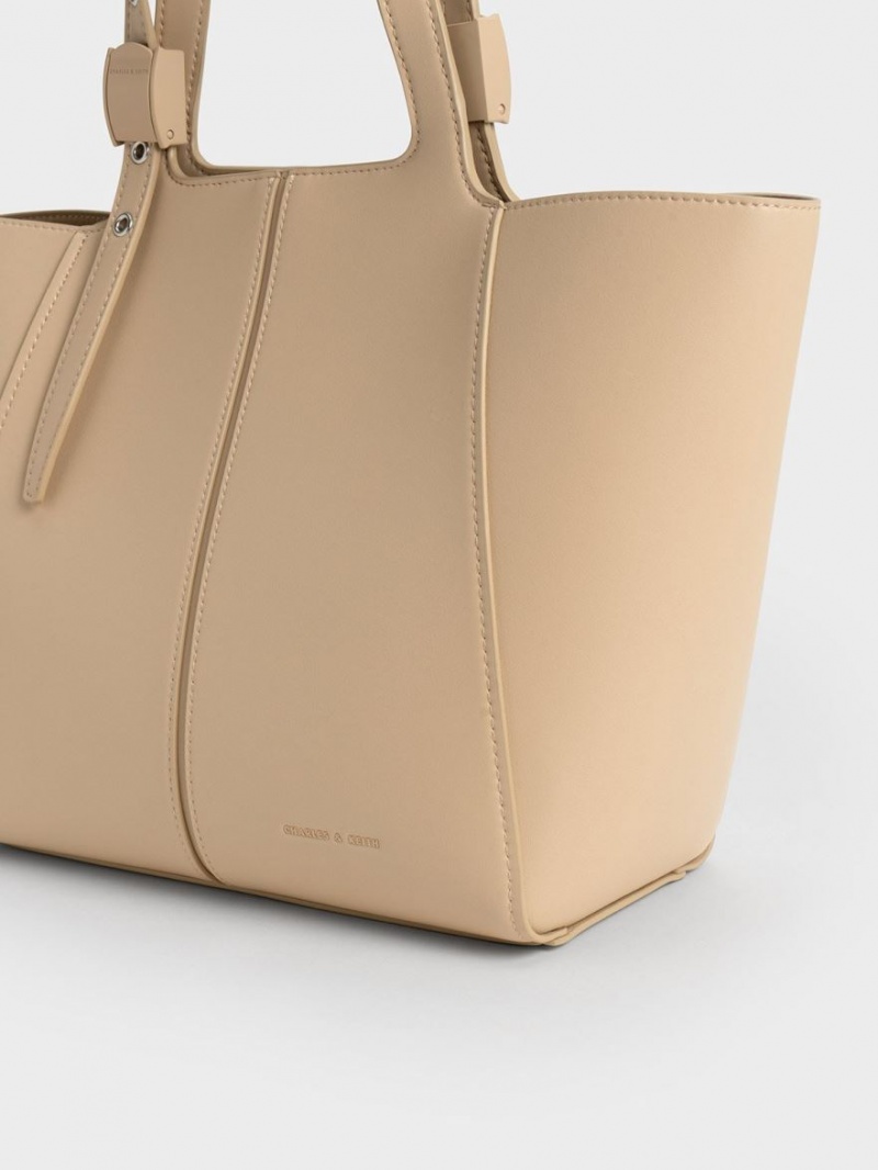 Charles And Keith Altea Tote Bags Beige | PHILIPPINES R103