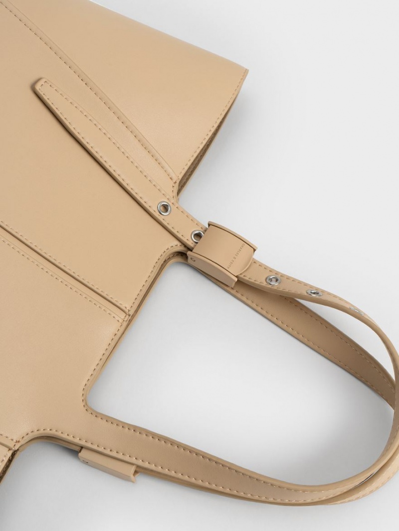 Charles And Keith Altea Tote Bags Beige | PHILIPPINES R103