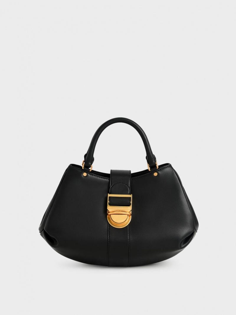 Charles And Keith Amelia Buckled Tote Bags Black | PHILIPPINES Q794