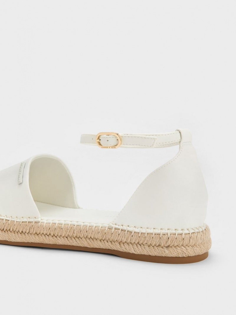 Charles And Keith Ankle-Strap Espadrille Flat Shoes White | PHILIPPINES J162