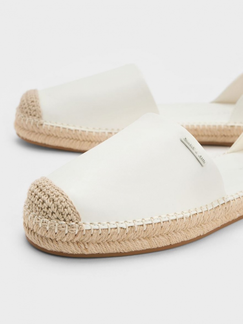 Charles And Keith Ankle-Strap Espadrille Flat Shoes White | PHILIPPINES J162