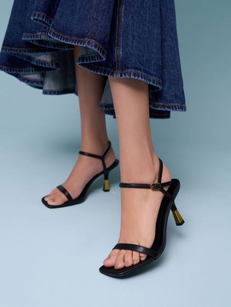 Charles And Keith Ankle-Strap Heels Sandals Black | PHILIPPINES Y328