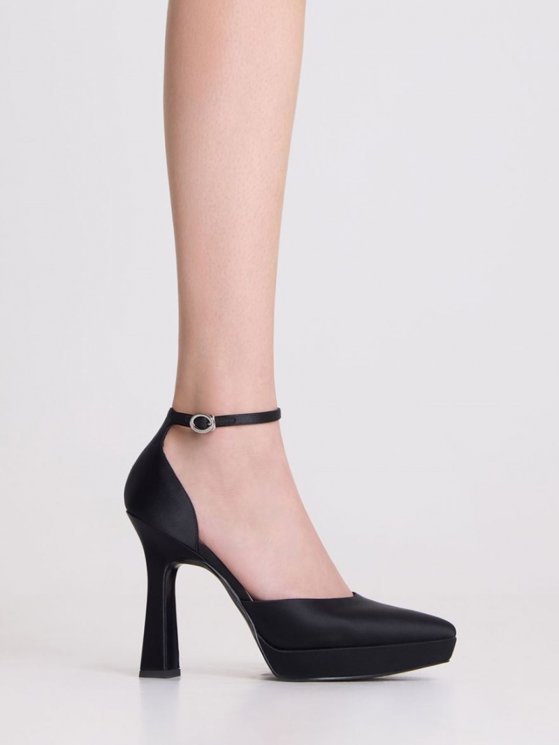 Charles And Keith Ankle Strap D'Orsay Pumps Black | PHILIPPINES Z503