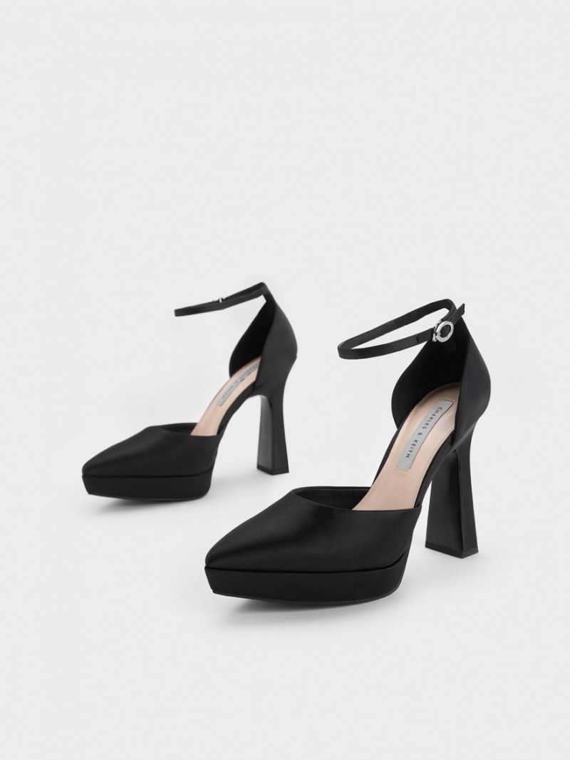 Charles And Keith Ankle Strap D'Orsay Pumps Black | PHILIPPINES Z503