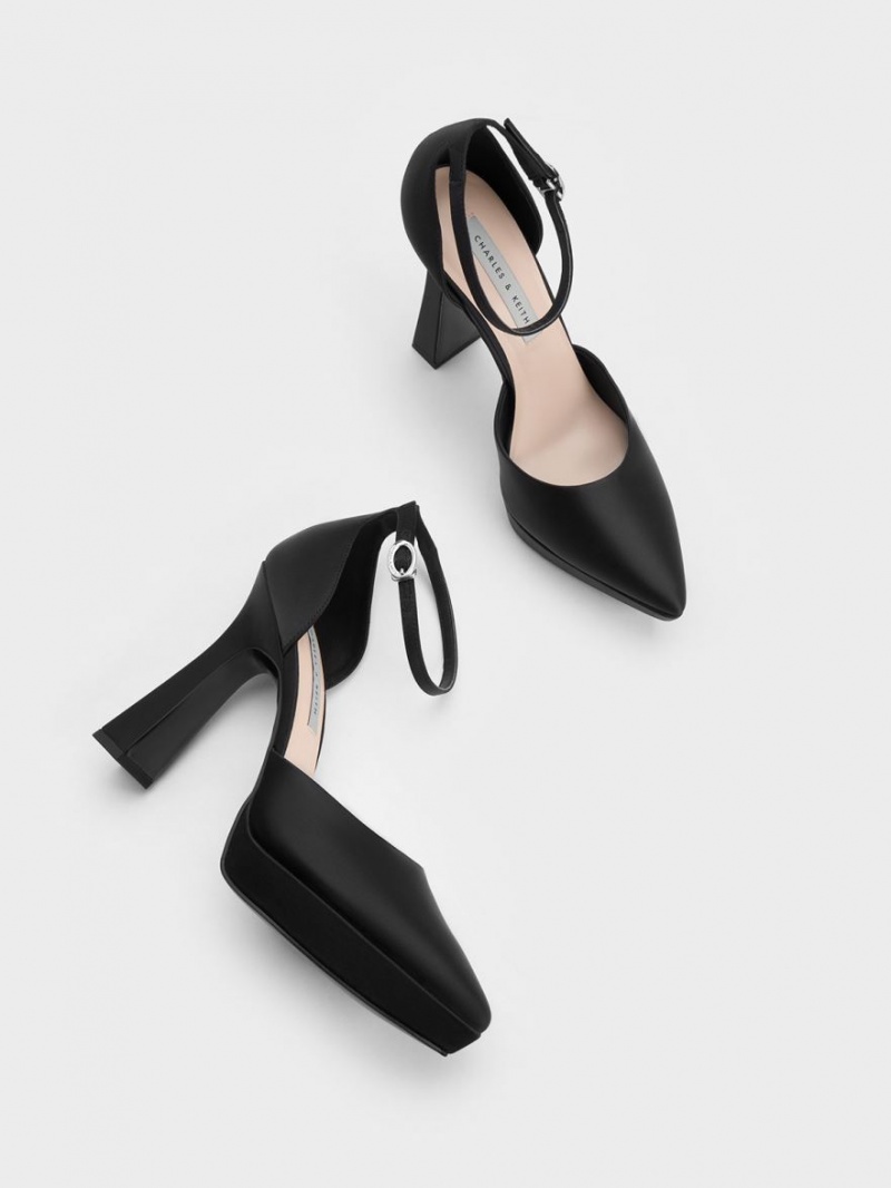 Charles And Keith Ankle Strap D'Orsay Pumps Black | PHILIPPINES Z503