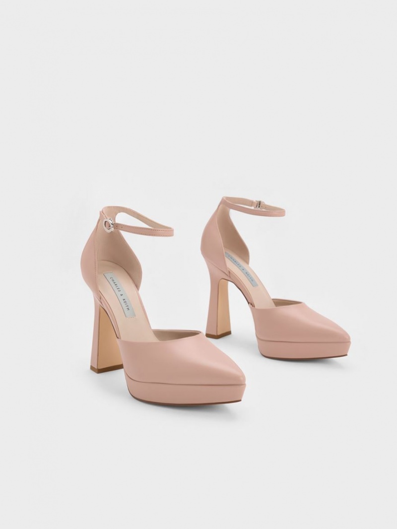 Charles And Keith Ankle Strap D'Orsay Pumps Beige | PHILIPPINES F240