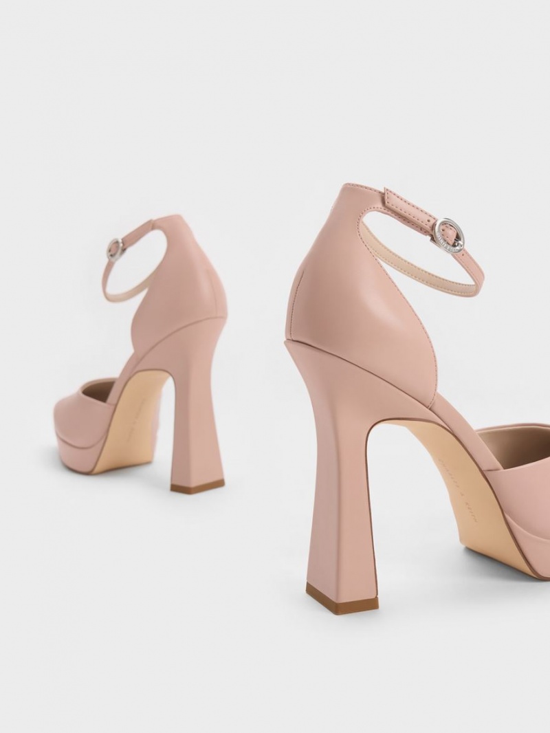 Charles And Keith Ankle Strap D'Orsay Pumps Beige | PHILIPPINES F240