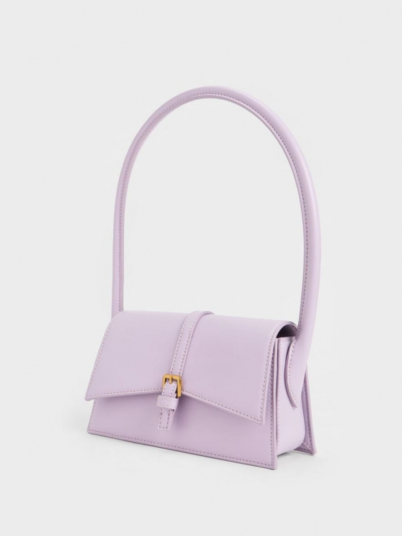 Charles And Keith Annelise Belted Trapeze Tote Bags Purple | PHILIPPINES C785