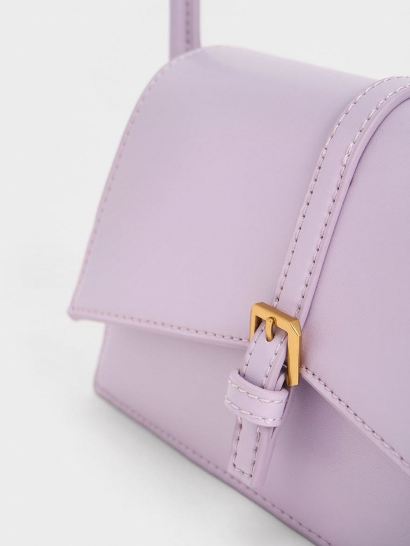 Charles And Keith Annelise Belted Trapeze Tote Bags Purple | PHILIPPINES C785