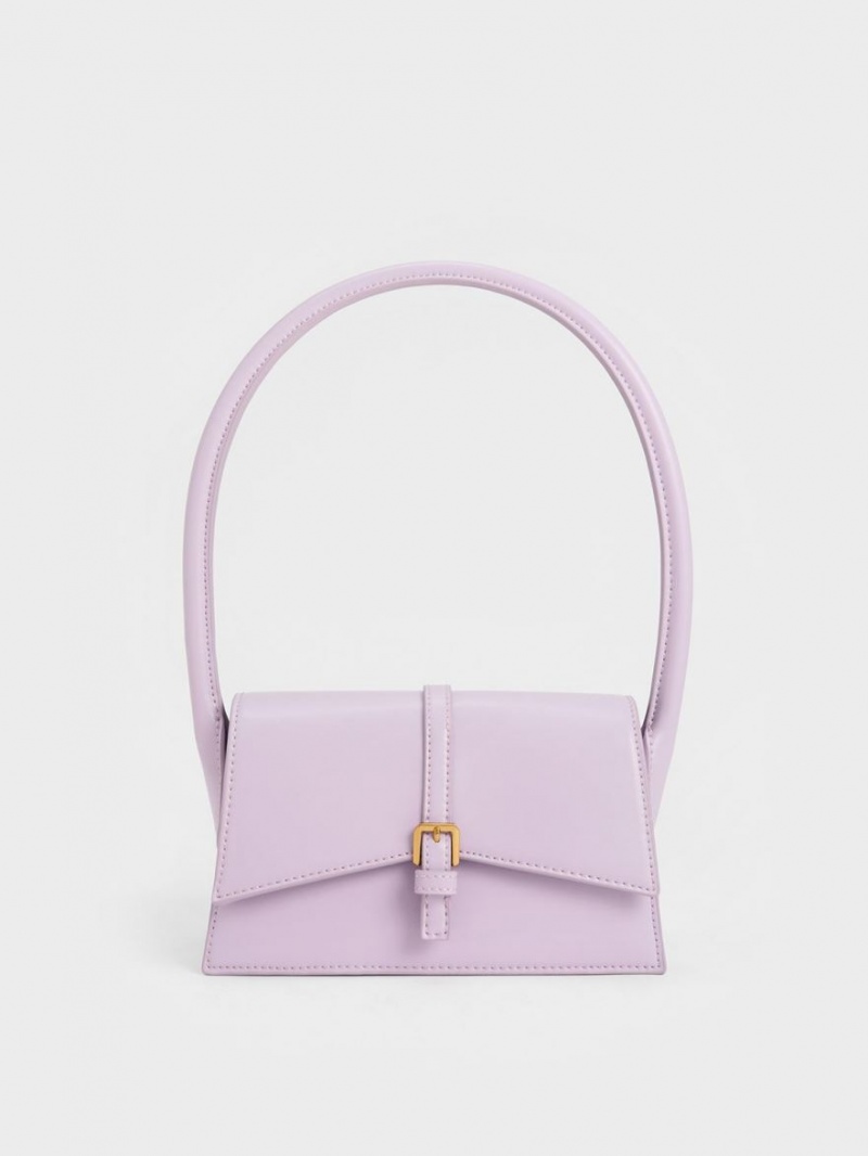 Charles And Keith Annelise Belted Trapeze Tote Bags Purple | PHILIPPINES C785