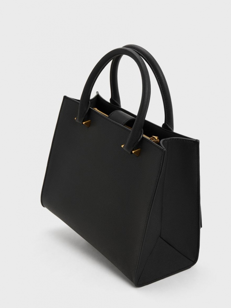 Charles And Keith Anwen Structured Tote Bags Black | PHILIPPINES B154