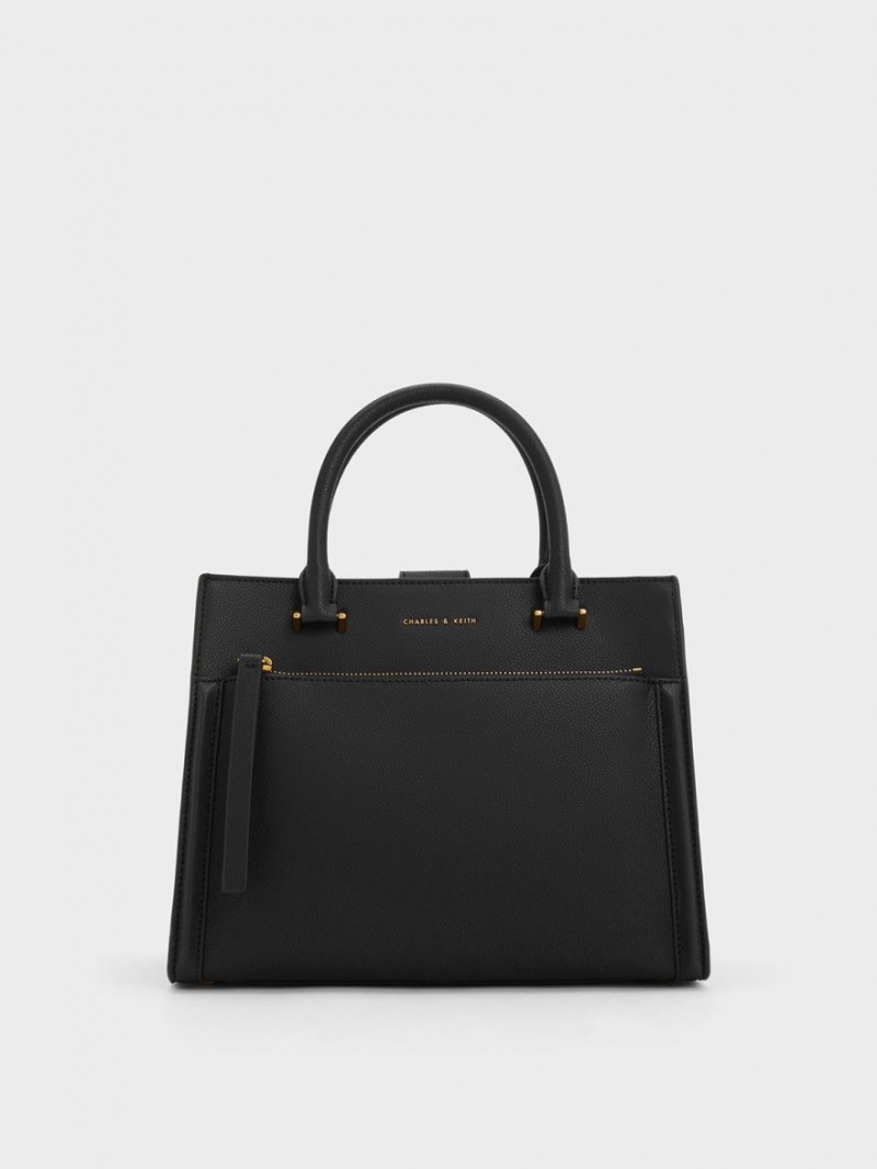 Charles And Keith Anwen Structured Tote Bags Black | PHILIPPINES B154