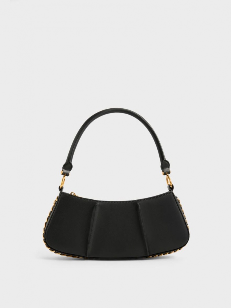 Charles And Keith Arlys Curved Shoulder Bags Black | PHILIPPINES R485