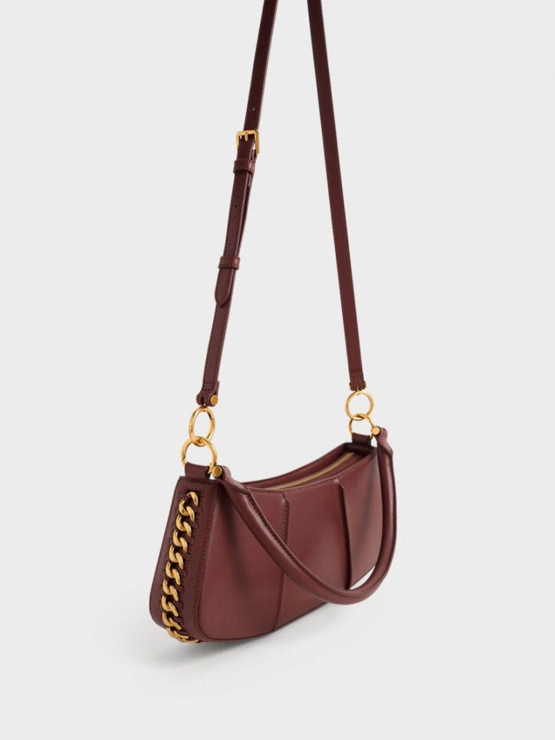 Charles And Keith Arlys Curved Shoulder Bags Chocolate | PHILIPPINES I915